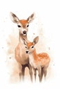Mother Deer and Her Baby. Generative AI Royalty Free Stock Photo