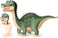 Mother dinosaur with baby hatching Royalty Free Stock Photo