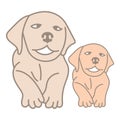 Mother dog and puppies flat color icon for apps or websites
