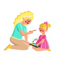 Mother Doing Beauty Make-up Little Daughter Vector