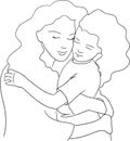 Mother and doughter embracing vector illustration