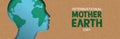 Mother Earth Day banner of paper cut woman head Royalty Free Stock Photo