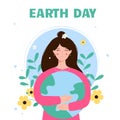 Mother Earth Day illustration hand draw. Eco friendly conception Royalty Free Stock Photo