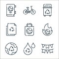 mother earth day line icons. linear set. quality vector line set such as garlands, save water, recycle, global warming, eco bag, Royalty Free Stock Photo