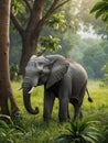 Mother elephant and her calf roaming in their natural habitat. Generative AI Royalty Free Stock Photo