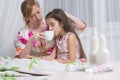 Mother embraces the sick child. sore throat, flu Royalty Free Stock Photo