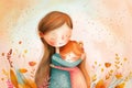 Mother embracing child with autumn theme Royalty Free Stock Photo