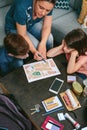 Mother explaining to her children the emergency assembly point Royalty Free Stock Photo