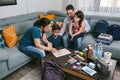 Mother explaining to her family the emergency assembly point Royalty Free Stock Photo