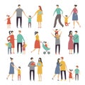 Mother father and childrens. Illustrations of happy family. Pictures of lifestyle