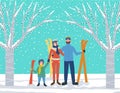 Family of Skiers on Resort, Lifestyle of People