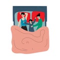 Mother, Father and Daughter Sleeping Together in Bed, Husband, Wife and Kid Embracing Each Other and Slumbering at Night Royalty Free Stock Photo