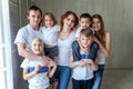 Mother, father and five children near at home Royalty Free Stock Photo