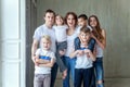 Mother, father and five children near at home Royalty Free Stock Photo