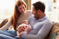 Mother And Father At Home With Newborn Baby Royalty Free Stock Photo