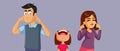 Parents Ignoring their Little Child Screaming Vector Cartoon Illustration Royalty Free Stock Photo