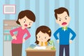 Angry mother and father to daughter so bad education Royalty Free Stock Photo