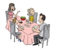 Family having dinner