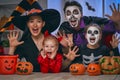 Family celebrating Halloween Royalty Free Stock Photo