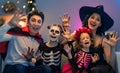 Happy family celebrating Halloween Royalty Free Stock Photo