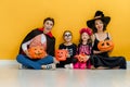 Happy family celebrating Halloween Royalty Free Stock Photo