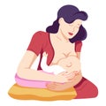 Mother feeding baby with breast milk, breastfeeding newborn Royalty Free Stock Photo