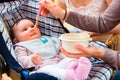 Mother feeding baby Royalty Free Stock Photo