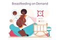 Mother feeding her newborn baby on demand. Breastfeeding position Royalty Free Stock Photo