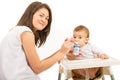 Mother feeding toddler boy Royalty Free Stock Photo