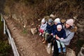 Mother with four children sitting on bench at Znojmo park in Czech Republic Royalty Free Stock Photo