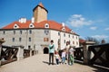 Mother with four kids in Veveri castle, Czech Republic