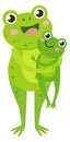 Mother frog with kid. Cute animal family characters