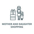 Mother gift to daughter vector line icon, linear concept, outline sign, symbol
