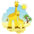 Mother-giraffe and baby-giraffe. Royalty Free Stock Photo