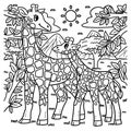 Mother Giraffe and Baby Giraffe Coloring Page Royalty Free Stock Photo