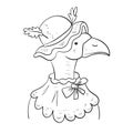 Mother goose Funny cartoon. Vector Coloring page or book, antistress hobby