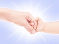 Mother hand holding baby hand Royalty Free Stock Photo