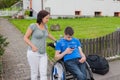 Mother with handicapped son