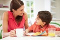 Mother Helping Son With Homework Royalty Free Stock Photo