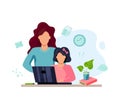 Mother is helping student to do homework Royalty Free Stock Photo