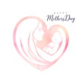 Mother with her baby. Card of Happy Mothers Day.