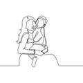 Mother and her child continuous line drawing minimalism