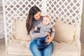 Mother and her child. Mom playing with laughing kid. Family at home Royalty Free Stock Photo