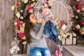 Mother and her child. Mom playing with laughing kid. Family at home Royalty Free Stock Photo