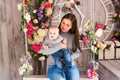 Mother and her child. Mom playing with laughing kid. Family at home Royalty Free Stock Photo