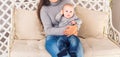 Mother and her child. Mom playing with laughing kid. Family at home Royalty Free Stock Photo