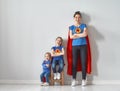 Family in Superhero costumes Royalty Free Stock Photo