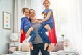 Mom and her daughters are playing Royalty Free Stock Photo