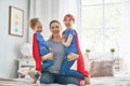 Mother and her children playing together Royalty Free Stock Photo