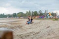 Mother and her cute little son enjoying time at beach Royalty Free Stock Photo